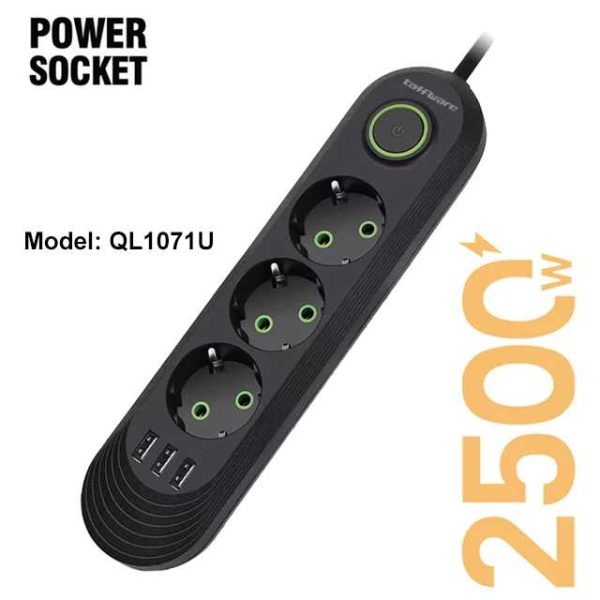 Taffware Stop Kontak USB Port EU Plug 10A 110-250V 2500W - QL-1071U / QL-1072U