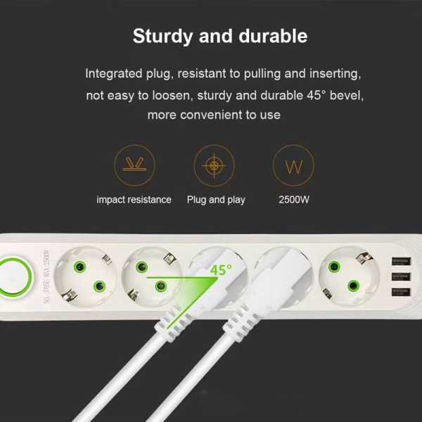 Taffware Stop Kontak USB Port EU Plug 10A 110-250V 2500W - QL-1071U / QL-1072U