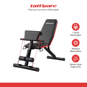 TaffSPORT Alat Fitness Gym Abdominal Latihan Bench Press Foldable - DB022