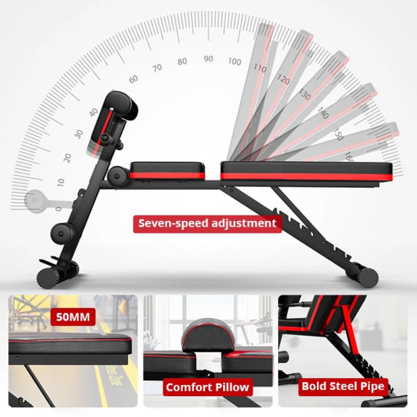 TaffSPORT Alat Fitness Gym Abdominal Latihan Bench Press Foldable - DB022