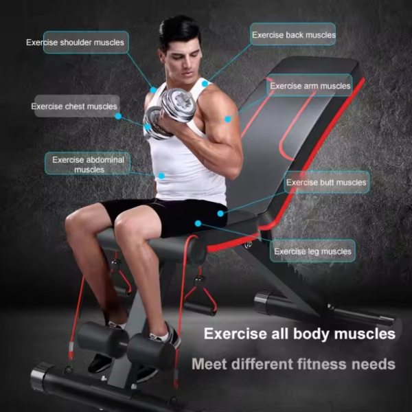 TaffSPORT Alat Fitness Gym Abdominal Latihan Bench Press Foldable - DB022