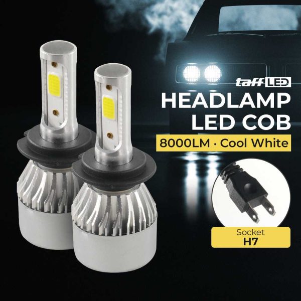 TaffLED Lampu Depan Mobil LED COB Headlamp 8000 Lumens IP65 Cool White - S2