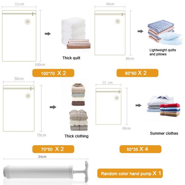 TaffPACK Kantong Plastik Pakaian Vacuum Bag 10PCS with Hand Pump - SN11