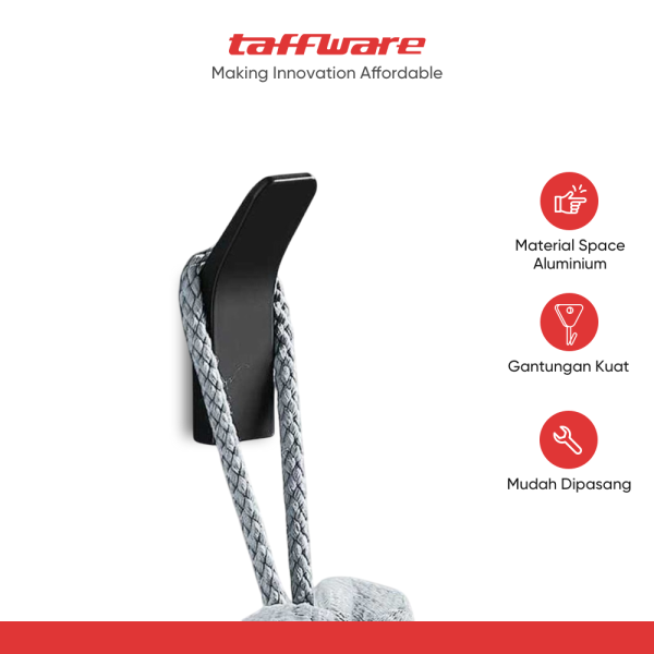 TaffHOME Gantungan Dinding Bathroom Wall Hook Hanger Space Aluminium - SH015