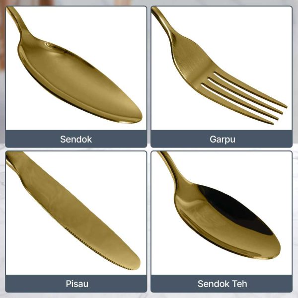 TaffHOME Cutlery Set Perlengkapan Makan Sendok Garpu Pisau 24PCS - TW824