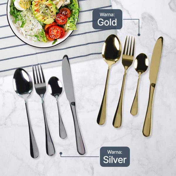 TaffHOME Cutlery Set Perlengkapan Makan Sendok Garpu Pisau 24PCS - TW824