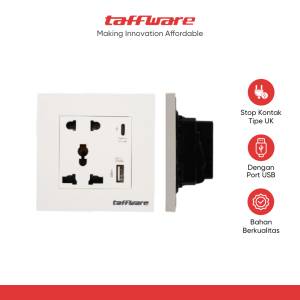 Taffware Stop Kontak Dinding UK 2 Port USB Type C Socket - DZ-BLCX-11
