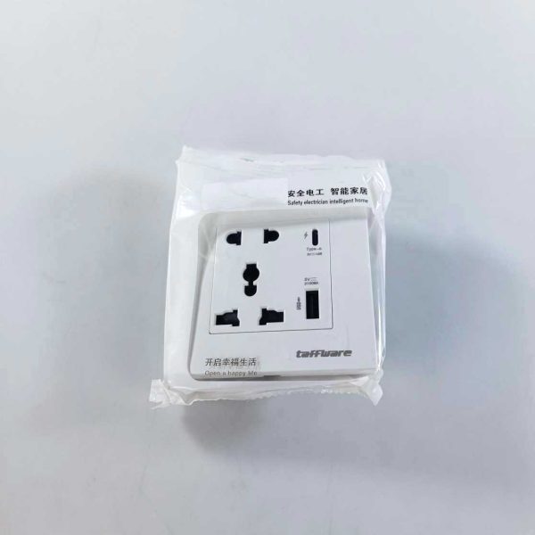 Taffware Stop Kontak Dinding UK 2 Port USB Type C Socket - DZ-BLCX-11