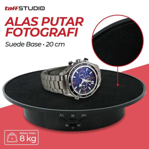 TaffSTUDIO Alas Putar Fotografi Suede Rotating 360 Turntable 20cm - QM104712