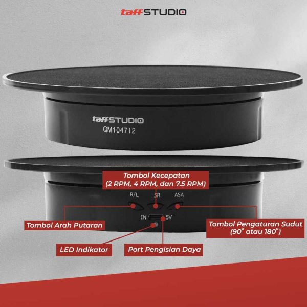 TaffSTUDIO Alas Putar Fotografi Suede Rotating 360 Turntable 20cm - QM104712