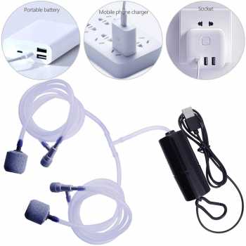 Taffware Aerator Aquarium USB Portable Silent Split Double Stone 5V 1W - SL2P