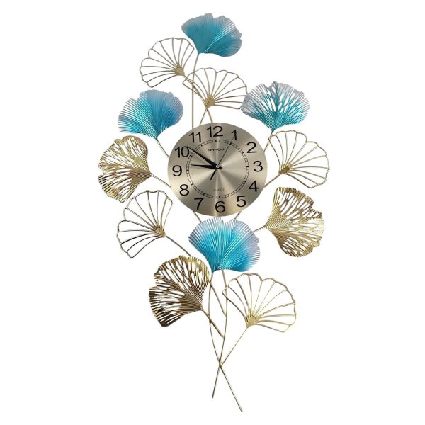 TaffHOME Jam Dinding Besi Elegan Ginkgo Biloba Silent Movement 90cm - 2102C