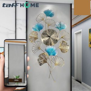 TaffHOME Jam Dinding Besi Elegan Ginkgo Biloba Silent Movement 90cm - 2102C