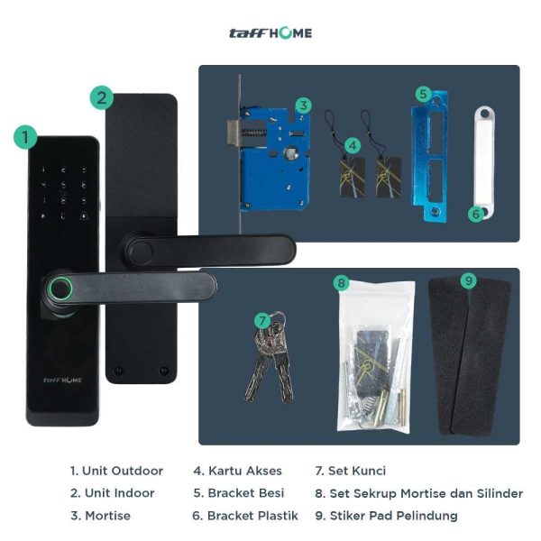 TaffHOME Smart Door Lock Password Fingerprint Card - H1-XG