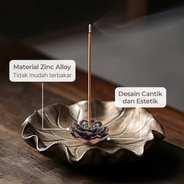 TaffHOME Tempat Dupa Double Lotus Mini Incense Holder Zinc Alloy - YJ-B1