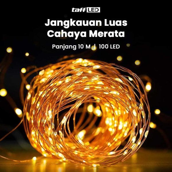 TaffLED Lampu Hias Dekorasi 100 LED with Solar Panel - M071 - Warm White