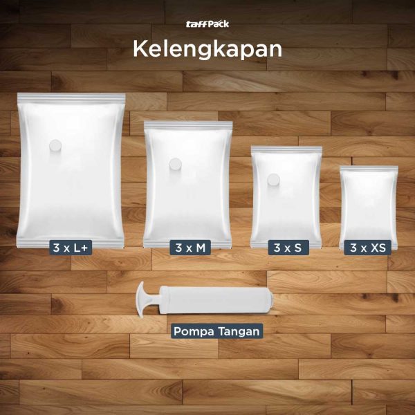 TaffPACK Kantong Plastik Pakaian Vacuum Compression Bag 12PCS - WH021
