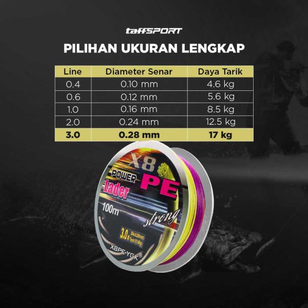 TaffSPORT Senar Tali Pancing PE Braided Fishing Line 100M - X8