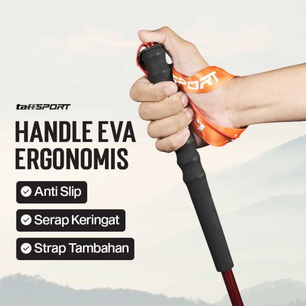 TaffSPORT Tongkat Hiking Lipat Trekking Pole Aluminium Alloy 1.2 M - Z1802