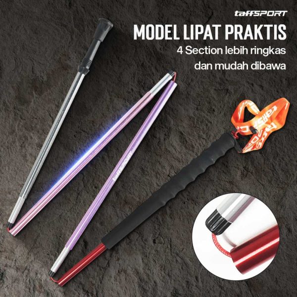 TaffSPORT Tongkat Hiking Lipat Trekking Pole Aluminium Alloy 1.2 M - Z1802