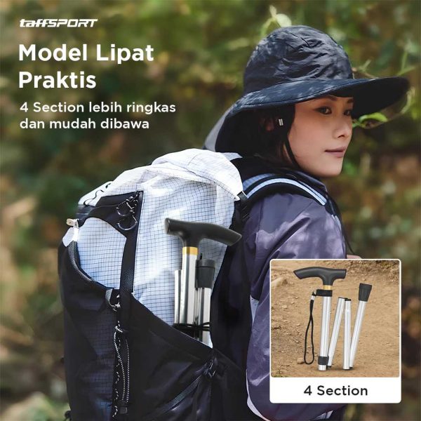 TaffSPORT Tongkat Hiking Trekking Pole Telescopic 4 Section Foldable - Z4