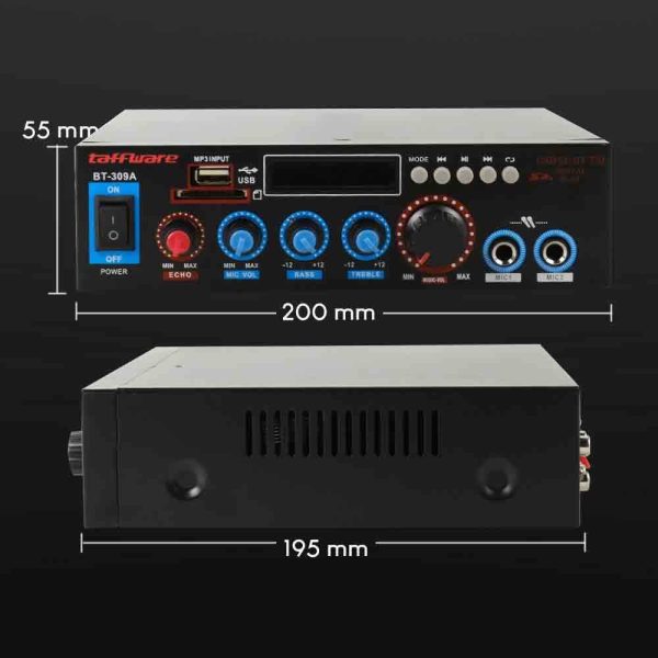 Taffware Audio Amplifier HiFi Bluetooth 5.0 Stereo 2 Channel 800W - BT-309A