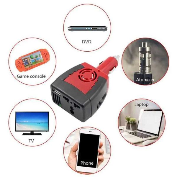 Taffware Power Car Inverter DC 12 V to AC 220-240V 5V USB 150W - T150W