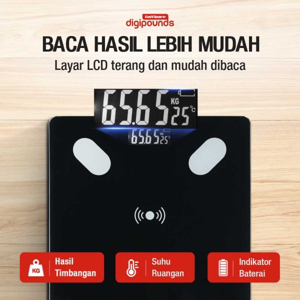 Taffware Digipounds Timbangan Badan Digital Scale BMI Smart App 180kg - ANT0217