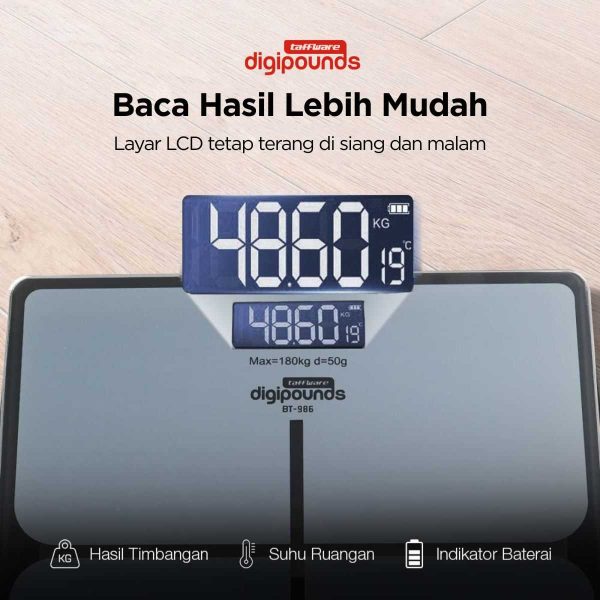 Taffware Digipounds Timbangan Badan Kaca Elektronik 180KG - SC-05