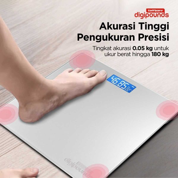 Taffware Digipounds Timbangan Badan Digital Scale Tempered Glass 180kg - CB510