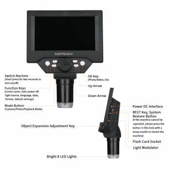 Taffware Mikroskop Digital 10 MP Pembesaran 1000X 5.5 Inch LED Display - G5