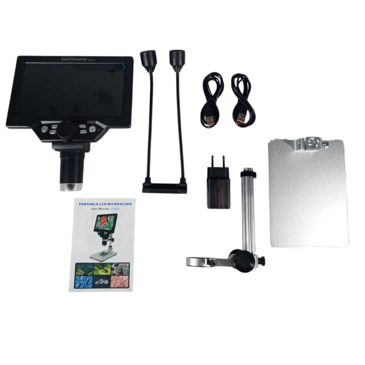 Taffware Mikroskop Digital 12MP 1200X Monitor 7 Inch Stand and LED - G1200