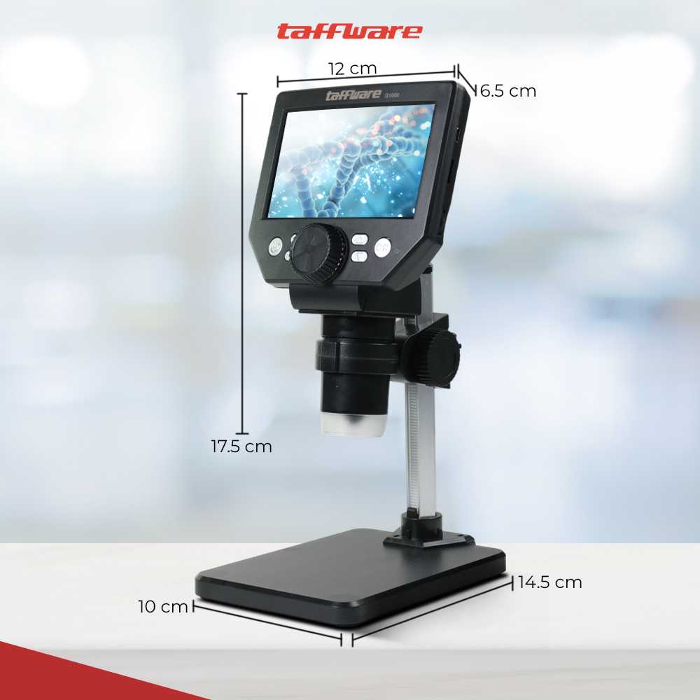 Taffware Mikroskop Digital USB 1080P dengan Monitor and Stand - G1000
