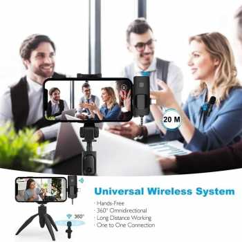 TaffSTUDIO UHF Wireless Lavalier Microphone Vlogger Live 3.5mm 3in1 - K15