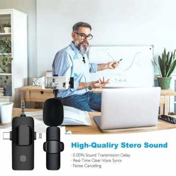 TaffSTUDIO UHF Wireless Lavalier Microphone Vlogger Live 3.5mm 3in1 - K15