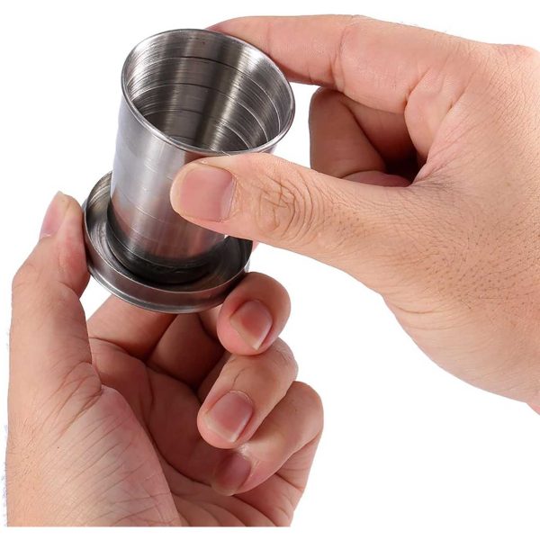 TaffSPORT Gelas Lipat Stainless Steel Foldable Cup Carabiner 69ml - BS75