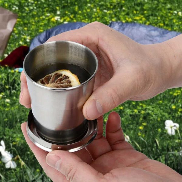 TaffSPORT Gelas Lipat Stainless Steel Foldable Cup Carabiner 69ml - BS75