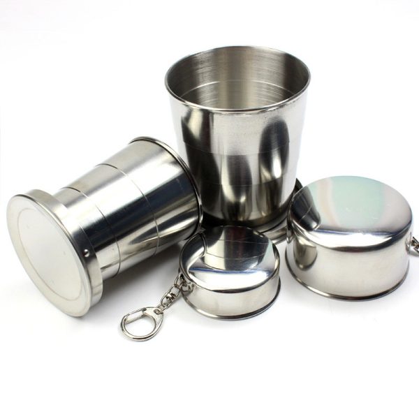 TaffSPORT Gantungan Kunci Gelas Lipat Camping Folded Cup 240ML - YL37802 - Silver