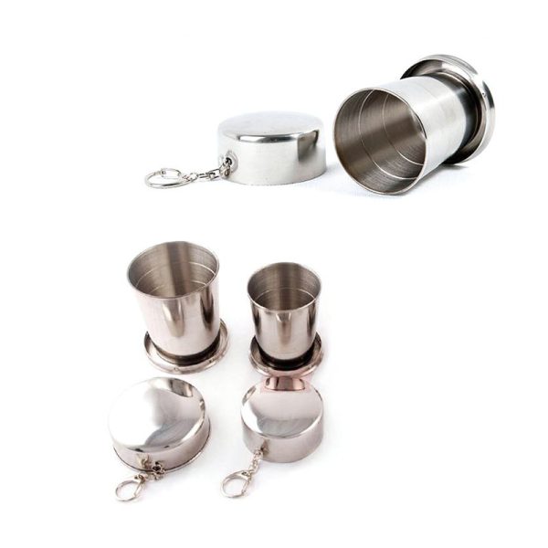 TaffSPORT Gantungan Kunci Gelas Lipat Camping Folded Cup 240ML - YL37802 - Silver