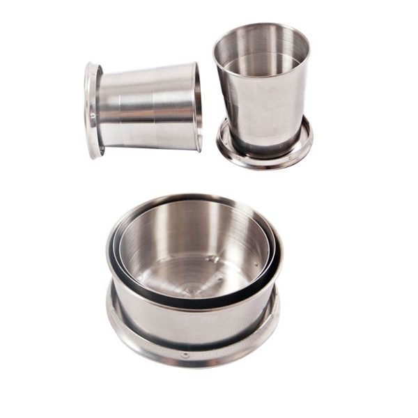 TaffSPORT Gantungan Kunci Gelas Lipat Camping Folded Cup 240ML - YL37802 - Silver