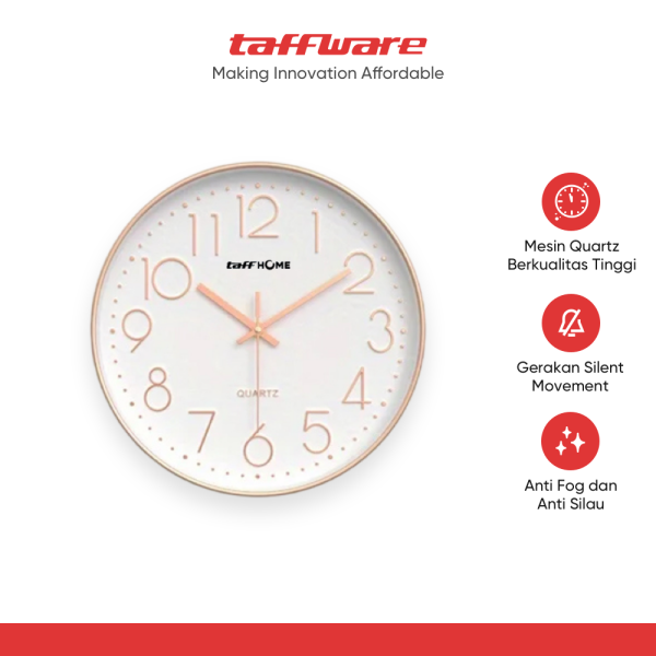 TaffHOME Jam Dinding Quartz Nordic Minimalist Silent Movement 20cm - DG-20