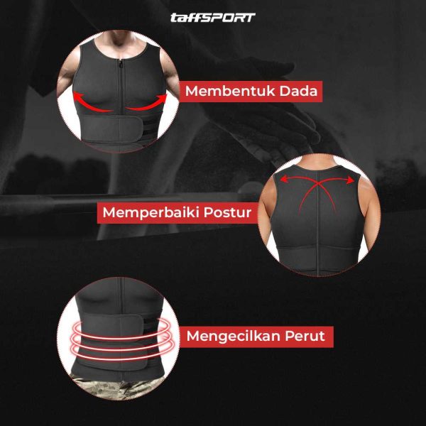 Korset TaffSPORT Pembentuk Badan Pria Shaper Corset Vest Single Velcro