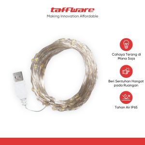 TaffLED Lampu Hias String Lights IP65 USB 100 LED 10M Warm White - TDC-01
