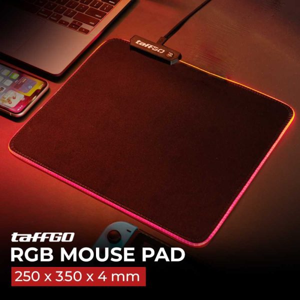 TaffGO Gaming Mouse Pad Glowing RGB LED High Precision 250x350x4mm