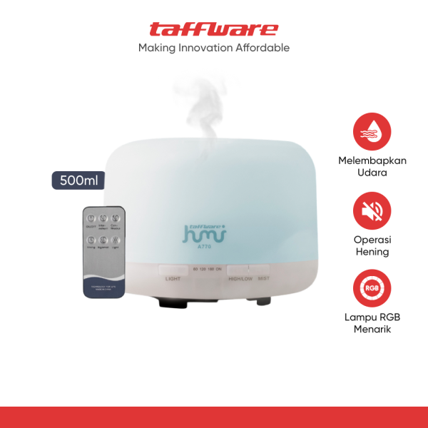 Taffware HUMI Air Humidifier Mini Ultrasonic Aroma Light 500ml Remote - A770