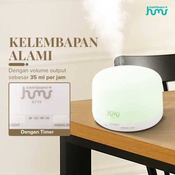 Taffware HUMI Air Humidifier Mini Ultrasonic Aroma Light 500ml Remote - A770