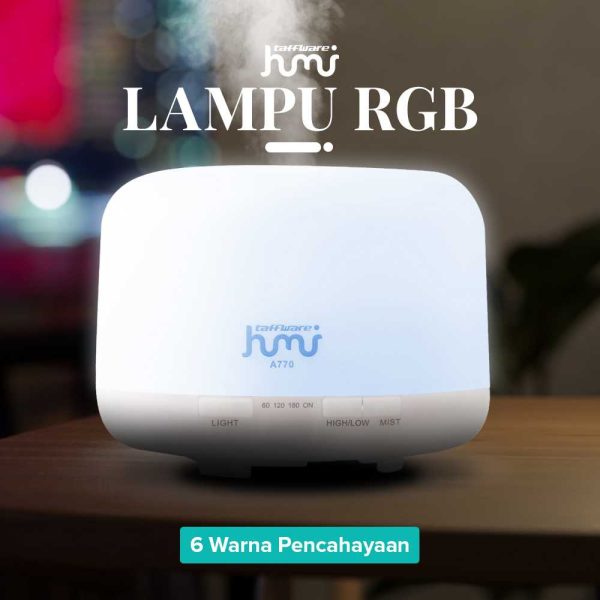 Taffware HUMI Air Humidifier Mini Ultrasonic Aroma Light 500ml Remote - A770