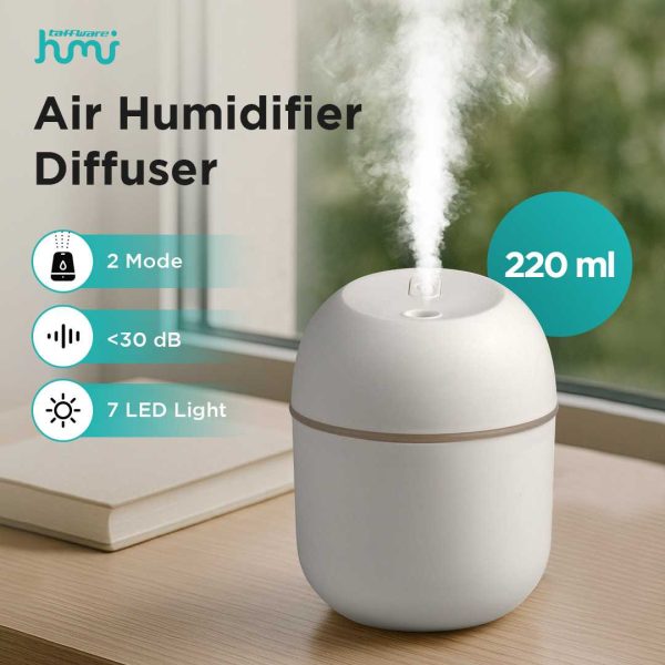 Taffware HUMI Air Humidifier Mini Car Ultrasonic Diffuser LED 220ml - JS04