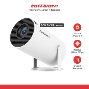 Taffware Proyektor Mini Portable Android 11 WiFi Bluetooth 200 ANSI - HY300