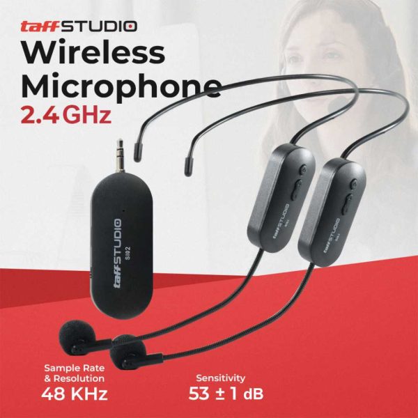 TaffSTUDIO Wireless Microphone 2.4G Headset 2 PCS with Receiver - SI02